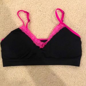 Black and pink padded training bra